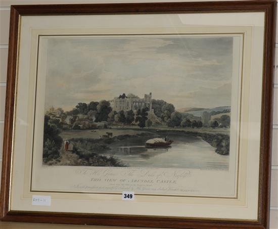 Jno. Baily after William Scott A view of Arundel Castle, 1819 overall 40 x 53cm